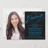 STYLISH ELEGANT SCRIPT GRADUATE PARTY EINLADUNG (Vorderseite)