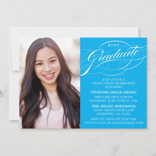 STYLISH ELEGANT SCRIPT GRADUATE PARTY EINLADUNG (Vorderseite)