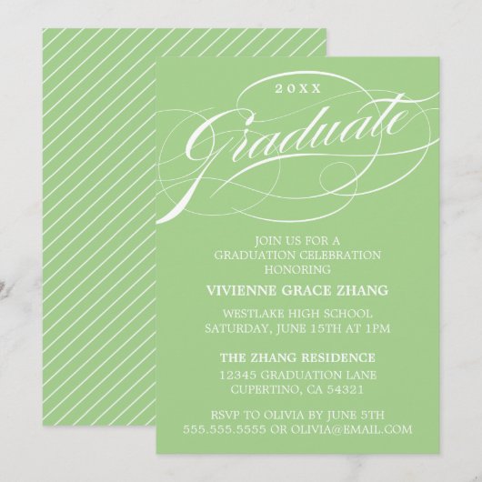 STYLISH ELEGANT SCRIPT GRADUATE PARTY EINLADUNG (Vorne/Hinten)