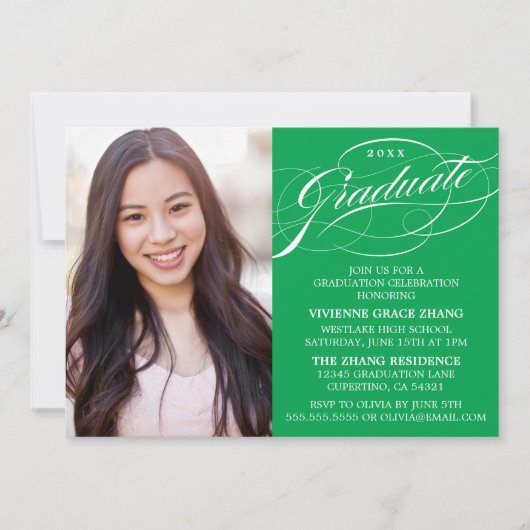 STYLISH ELEGANT SCRIPT GRADUATE PARTY EINLADUNG (Vorderseite)