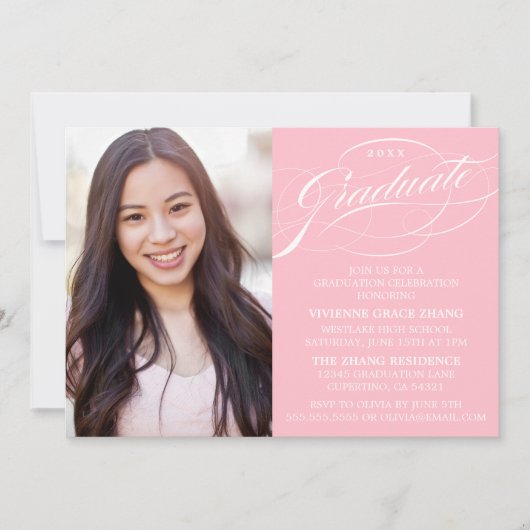 STYLISH ELEGANT SCRIPT GRADUATE PARTY EINLADUNG (Vorderseite)