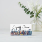 Stylish Elegant Script New York Skyline Visitenkarte (Stehend Vorderseite)