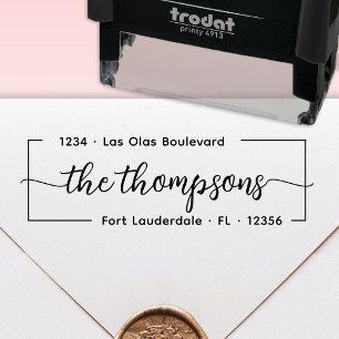 Stylish Elegant Signature Family Return Address Permastempel