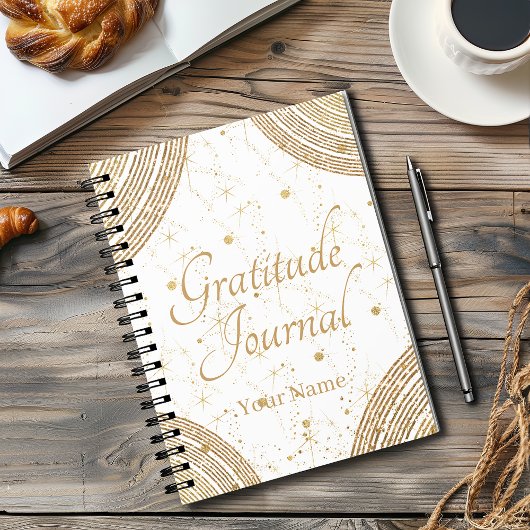 Stylish Elegant White Gold Personalized Gratitude Notizblock