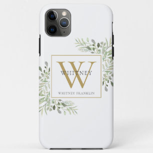 Stylish elegantes goldenes Monogramm Grünzeug Case-Mate iPhone Hülle