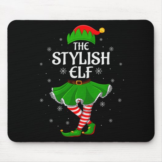 Stylish Elf Christmas Family Girls Women Elf Squad Mousepad (Vorne)