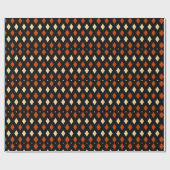 Stylish Fall Argyle Pattern Black Orange Cream Geschenkpapier (Flach)