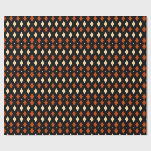 Stylish Fall Argyle Pattern Black Orange Cream Geschenkpapier (Flach)