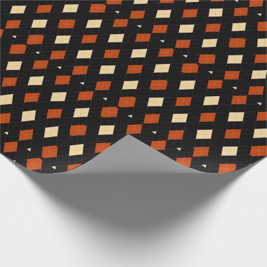 Stylish Fall Argyle Pattern Black Orange Cream Geschenkpapier (Ecke)