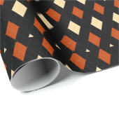 Stylish Fall Argyle Pattern Black Orange Cream Geschenkpapier (Rolleneckpunkt)