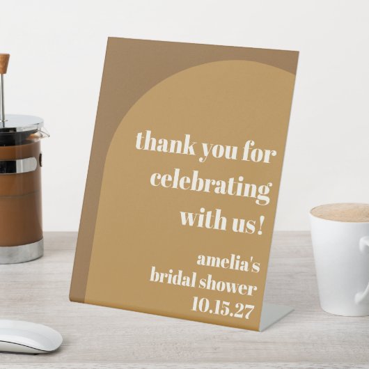 Stylish Fall Brown Custom Brautparty Vielen Dank Sockelschild (In SItu)