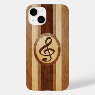 Stylish Falsch Wood Treble Clef Inlay Case-Mate iPhone 14 Hülle