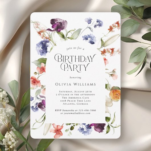 Stylish Fantasy Floral Birthday Party Einladung