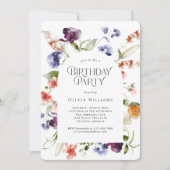 Stylish Fantasy Floral Birthday Party Einladung (Vorderseite)