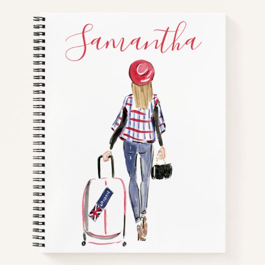 Stylish Fashion London Suitcase Custom Journal Notizblock (Vorderseite)