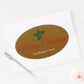 Stylish Festive Merry Christmas Message Oval  Ovaler Aufkleber (Umschlag)