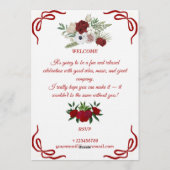 Stylish Floral Birthday Invitation Card Einladung (Rückseite)