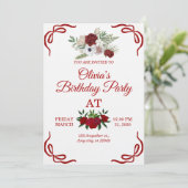 Stylish Floral Birthday Invitation Card Einladung (Stehend Vorderseite)