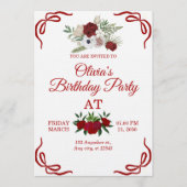 Stylish Floral Birthday Invitation Card Einladung (Vorderseite)