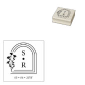 Stylish Floral Botanical Arch Wedding Initials Gummistempel (Stempel)
