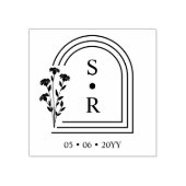 Stylish Floral Botanical Arch Wedding Initials Gummistempel (Prägung)