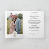 Stylish Floral Cross Wedding Rings Christian Einladung (Innenseite)