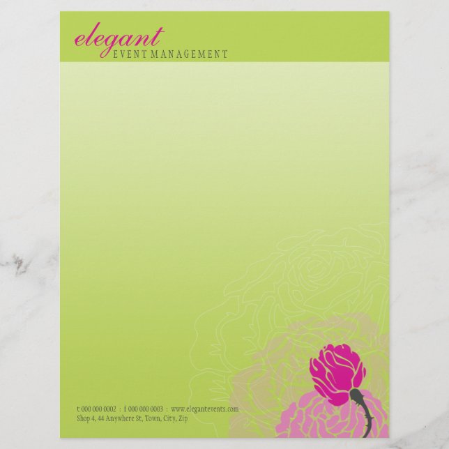 STYLISH FLORAL LETTERHEAD: elegante Rose 6 Briefbogen (Vorderseite)