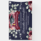 Stylish Floral Navy Class von 2022 Abschluss Banner (Vertikal)