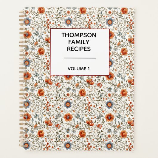 Stylish Floral Neutrals Personalized Recipe  Planer (Vorderseite)