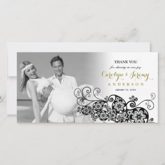 Stylish Floral Paisley Boho Chic Wedding Vielen Da Dankeskarte
