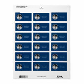 Stylish Frame Foto Address Labels (Navy) Adressaufkleber (Vorne)