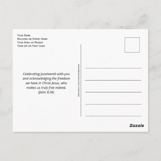 Stylish FREE INDEED Pan African JUNETEENTH Postkarte (Rückseite)