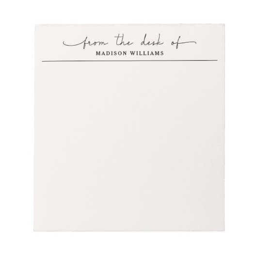 Stylish From The Desk Of Professional Beige Notizblock (Vorderseite)