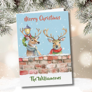 Stylish Funky Quirky Watercolor Reindeer Karte