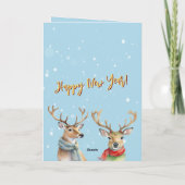 Stylish Funky Quirky Watercolor Reindeer Karte (Rückseite)