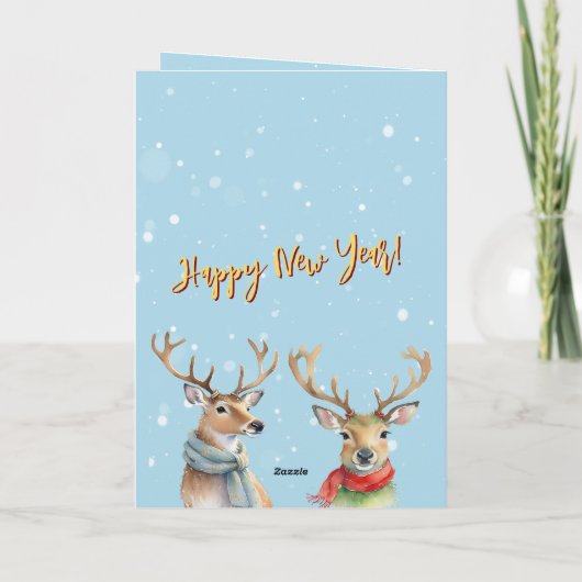 Stylish Funky Quirky Watercolor Reindeer Karte (Rückseite)