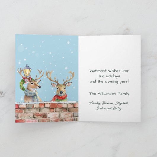 Stylish Funky Quirky Watercolor Reindeer Karte (Innenseite)