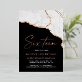 Stylish Geoed Marble 16. Geburtstag Real Folieneinladung (Stehend vorne)