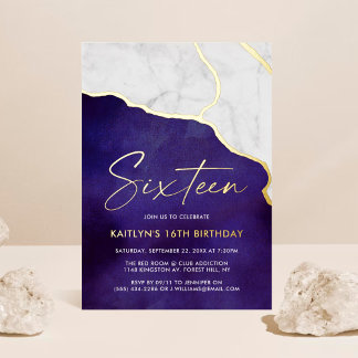 Stylish Geoed Marble 16. Geburtstag Real Folieneinladung