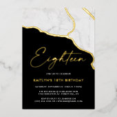 Stylish Geoed Marble 18. Geburtstag Real Folieneinladung (Vorderseite)