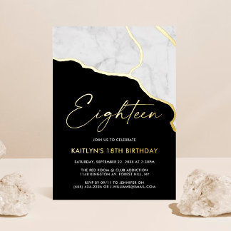 Stylish Geoed Marble 18. Geburtstag Real Folieneinladung