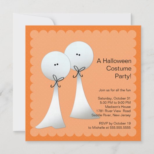 Stylish Ghost Halloween Party Invitation Einladung (Vorderseite)