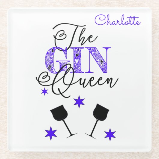 Stylish Gin Queen White Glasuntersetzer (Vorderseite)