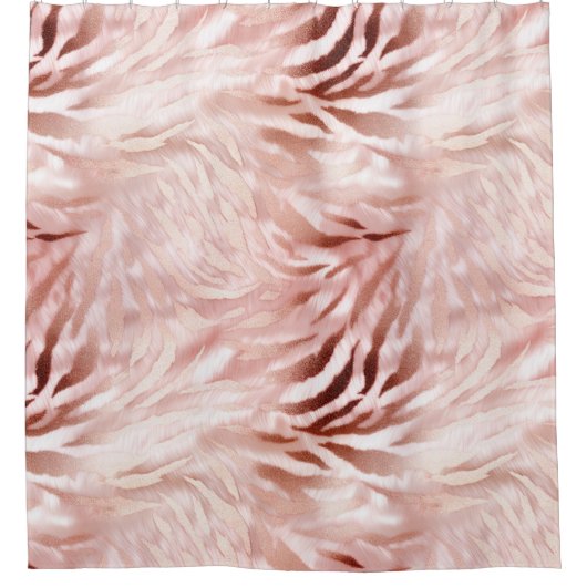 Stylish Girly Pink Rose Gold Zebra Glam Glitz Duschvorhang (Vorderseite)