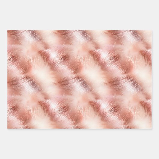 Stylish Girly Pink Rose Gold Zebra Glam Glitz Geschenkpapier Set (Vorderseite 3)