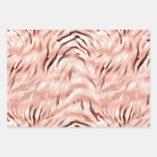 Stylish Girly Pink Rose Gold Zebra Glam Glitz Geschenkpapier Set (Vorderseite 2)
