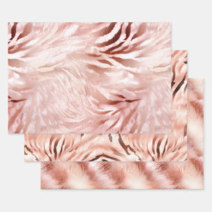 Stylish Girly Pink Rose Gold Zebra Glam Glitz Geschenkpapier Set