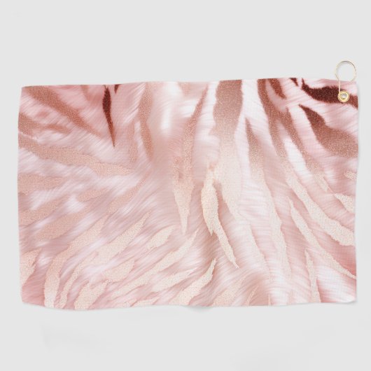 Stylish Girly Pink Rose Gold Zebra Glam Glitz Golfhandtuch (Horizontal)