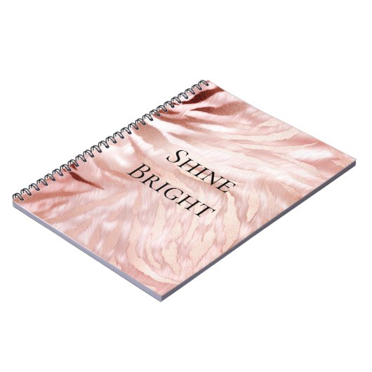 Stylish Girly Pink Rose Gold Zebra Glam Glitz Notizblock (Linke Seite)