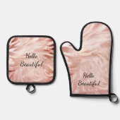 Stylish Girly Pink Rose Gold Zebra Glam Glitz Ofenhandschuh & Topflappen-Set (Vorderseite)